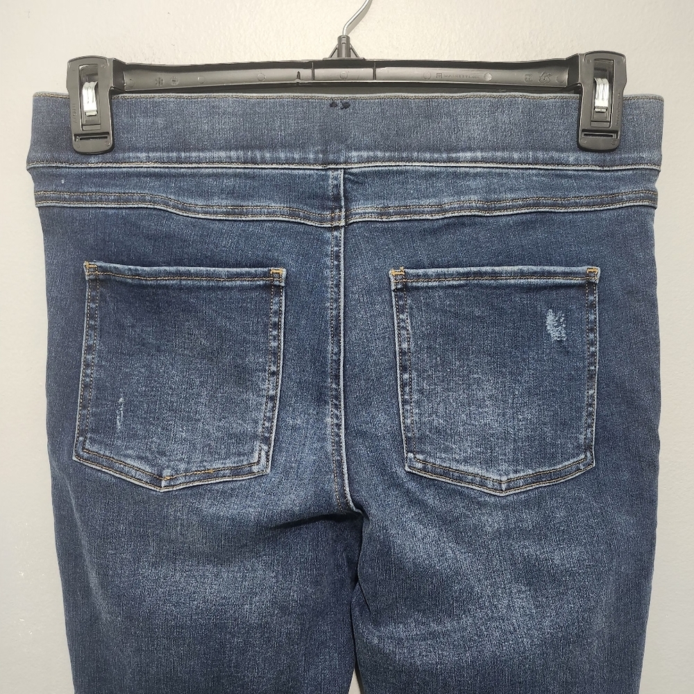 Spanx Women's Distressed Ankle Skinny Pull On Blue Jeans Size Large - Picture 6 of 9